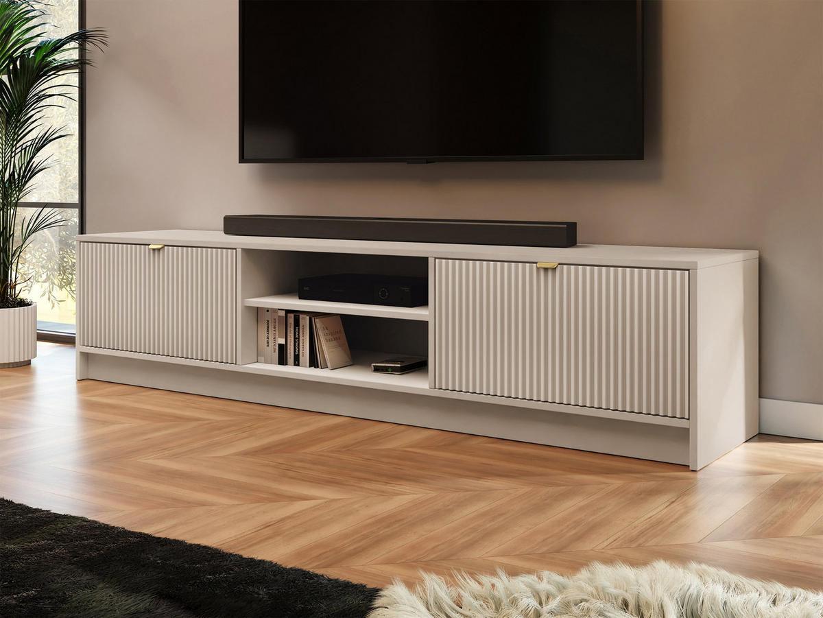 TV-ELEMENT Tireno - Sandfarben/Goldfarben, Holzwerkstoff/Metall (180/40/40cm) - MIRJAN24