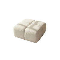 HOCKER, Pouf, Chenille Stoff Puente, Ecru, Averro - Ecru, Holz (88/42/88cm) - Kaiser Möbel