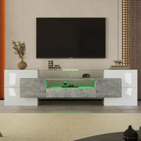TV-LOWBOARD 200 cm Hochglanz LED weiß - Grau, Holz (200/60/35cm) - Fortuna Lai