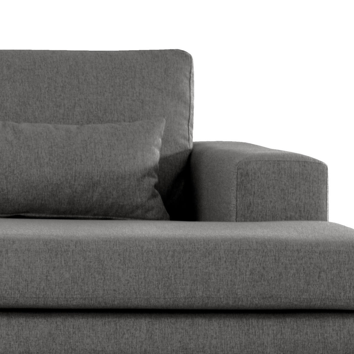 WOHNLANDSCHAFT mit Longchair - Eichefarben/Dunkelgrau, Eichenholz/Textil (371/81/219cm) - home24