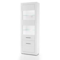 VITRINE weiß Hochglanz 65 cm, Vitrinenschrank modern - Weiß Hochglanz/Silberfarben, Holzwerkstoff/Kunststoff (65/198/35cm) - Furn.Design