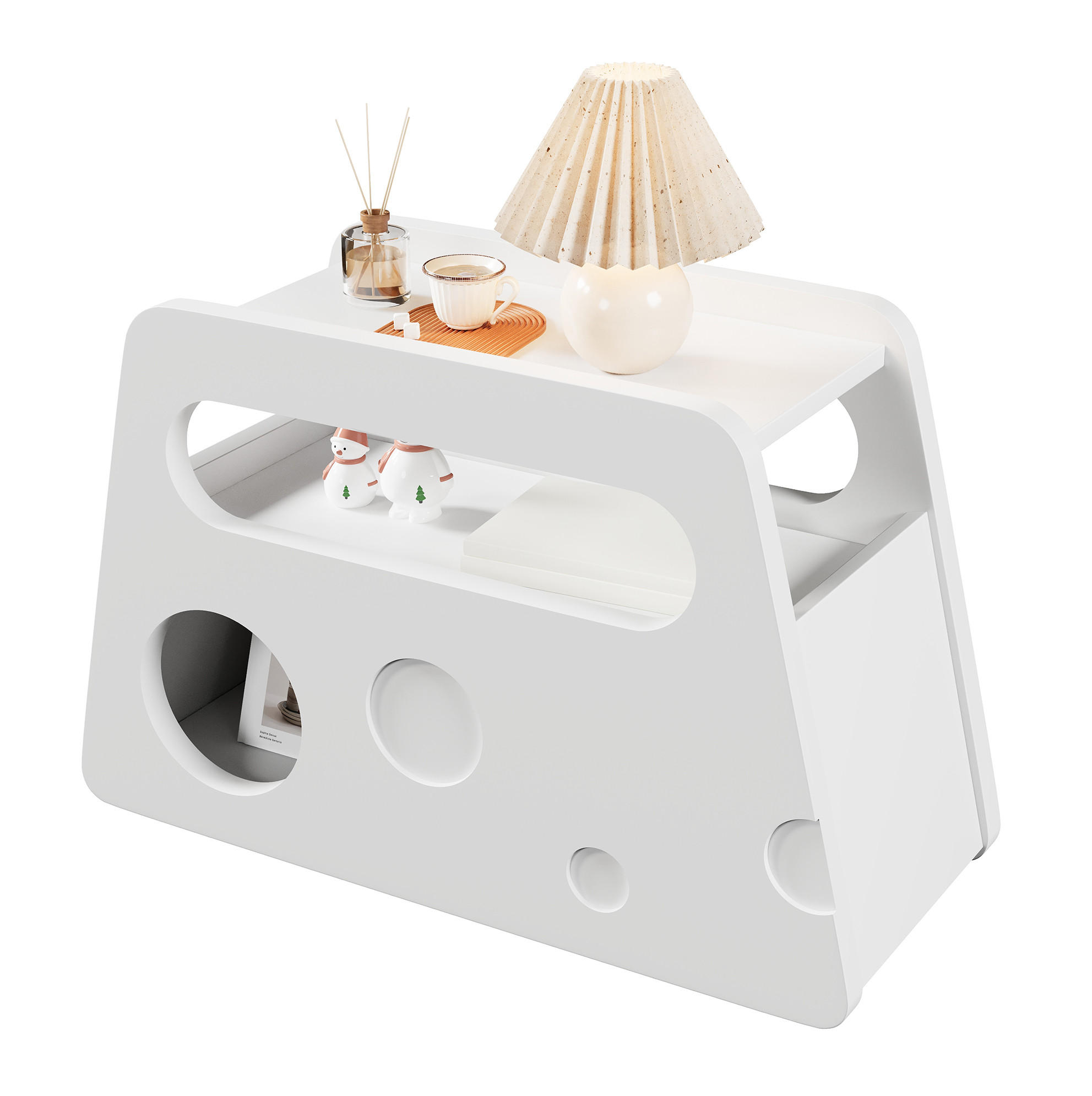 BEISTELLTISCH 81/33/51,5 cm Weiß aus MDF und Spanplatte mit Rollen - Weiß, Holzwerkstoff (81/33/51.5cm) - OKWISH