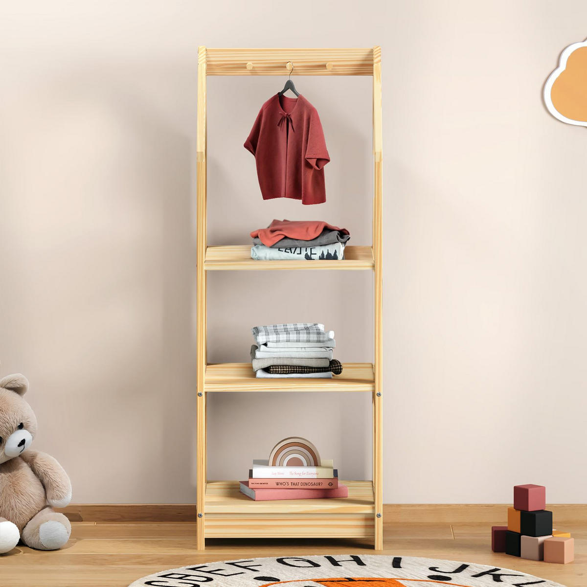 KINDERREGAL SALLY natur - Naturfarben, Holz (44/118/42cm) - IDIMEX