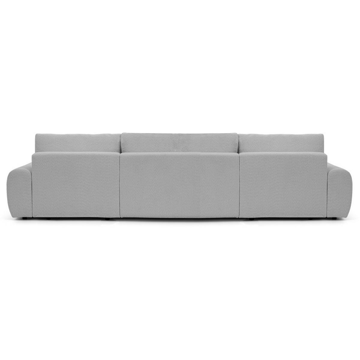 WOHNLANDSCHAFT Oliver mit Schlaffunktion, Grau, Bouclé-Stoff - Hellgrau/Schwarz, Holzwerkstoff (355/87/160cm) - Beautysofa