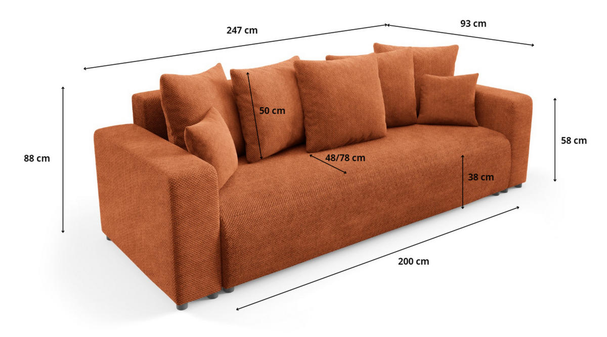 SCHLAFSOFA mit Bettkasten Türkis - Türkis, Textil (247/88/93cm) - Furnisell