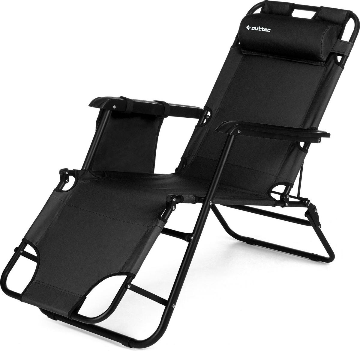 GARTEN-RELAXSESSEL bis 150 kg, Klappbar - Schwarz, Textil (61/31/153cm) - Outtec