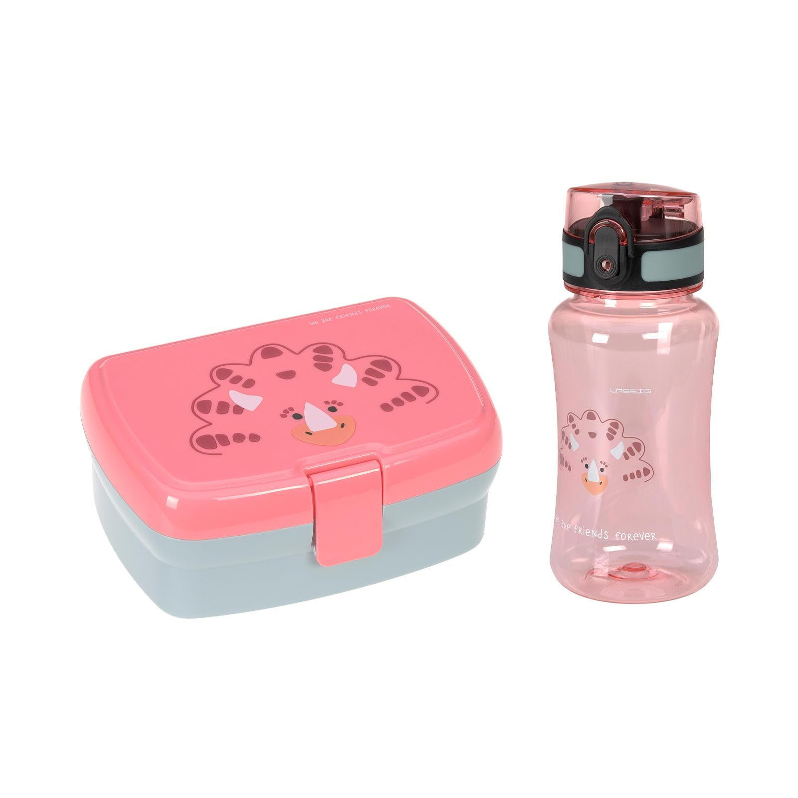 BROTDOSE UND TRINKFLASCHE About Friends Dino rosa - Pink, Kunststoff (1/1/1cm) - Lässig