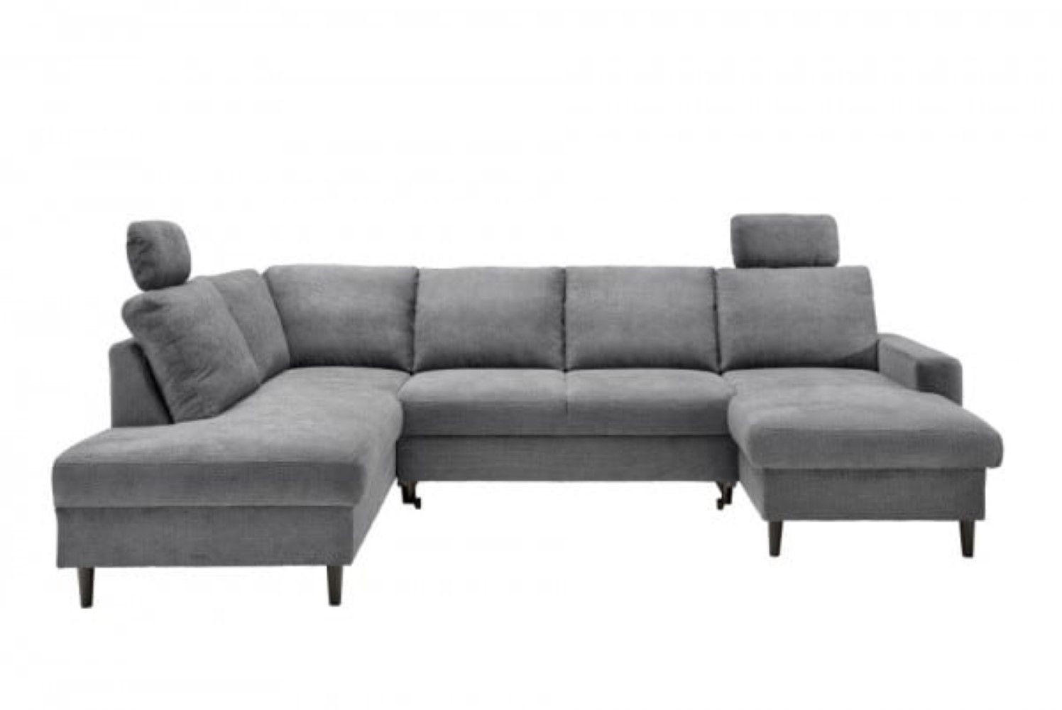 BENFORMATO Passo Coroni Wohnlandschaft L-Form mit Schlaffunktion & Bettkasten, Dunkelgrau - Dunkelgrau/Anthrazit, Textil (30/8.8/200cm) - Benformato