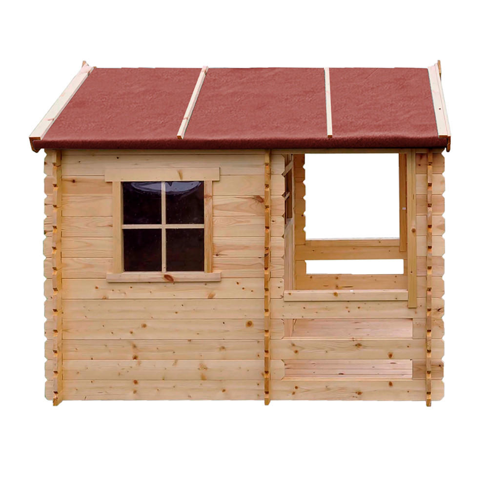 KINDERSPIELHAUS aus Holz - B146xL181xH145 cm/1,1m2 - M501A - Beige, Holz (146/145/182cm) - Timbela