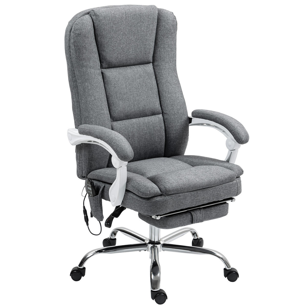 DREHSTUHL DE-11786 mit massage- & heizfunktion 66/60/113-121 cm Grau - Grau, Textil (60/121/66cm) - ComfortXL