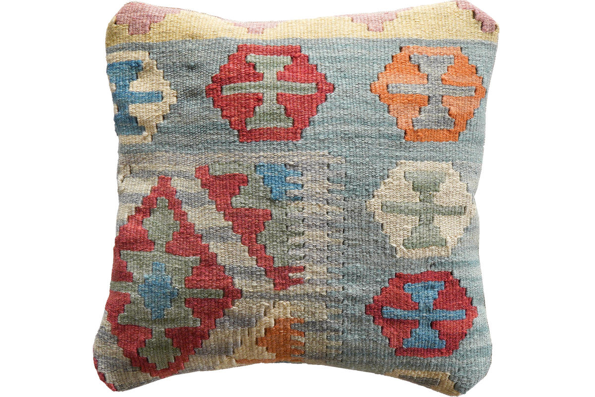 KISSEN Kelim Blau 40/40 cm Schurwolle - Blau, Textil (40/40cm) - Looma