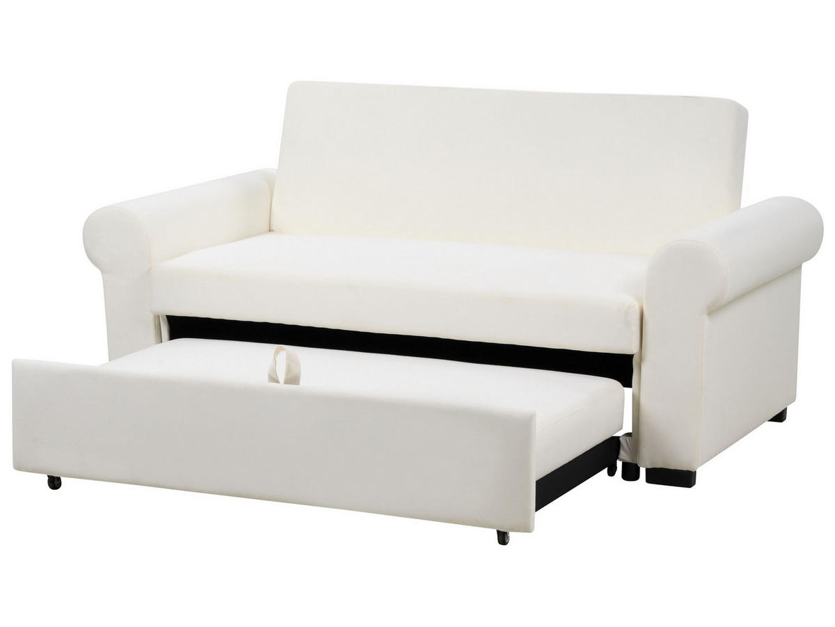 2-SITZER-SCHLAFSOFA Leinenoptikcreme Silda - Weiß, Textil (173/92/93cm) - Beliani