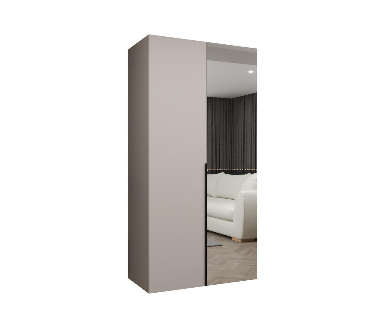 DREHTÜRENSCHRANK 202/100/52 2-türig - Kaschmir/Schwarz, Holz (100/202/52cm) - Abiks Möbel
