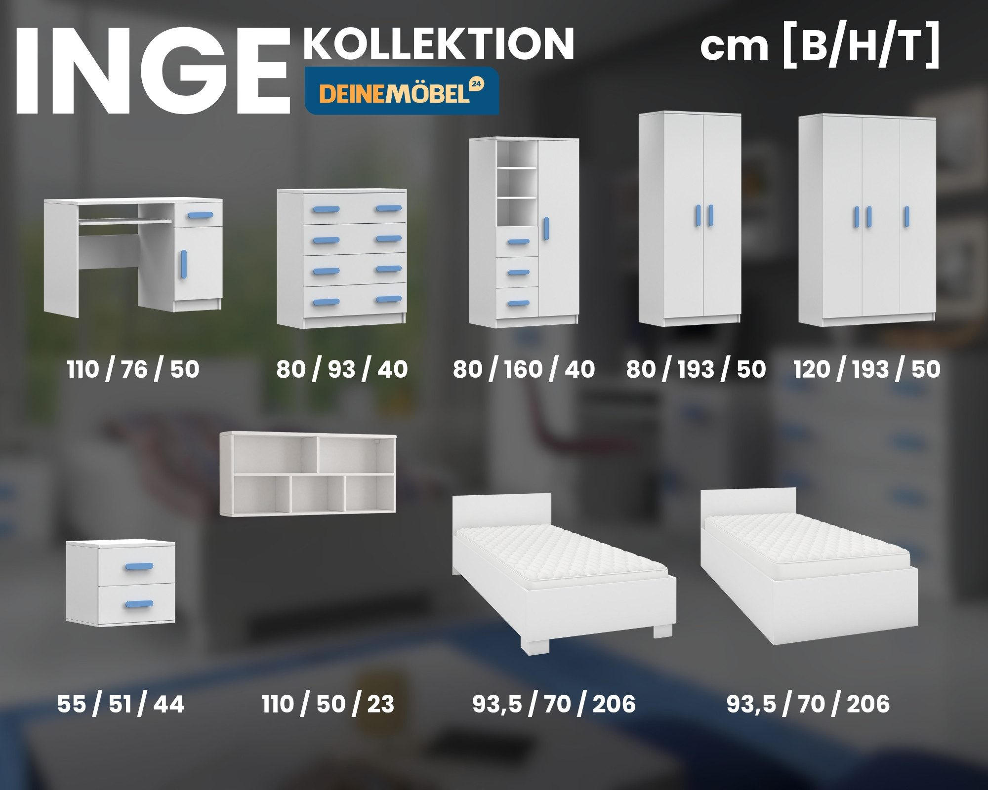 Thumbnail - Deine Möbel 24 Kinderzimmer-Set, Weiß, Holzwerkstoff, 270x193x50 cm, Kinder- & Jugendzimmer, Jugendmöbel, Komplette Kind...