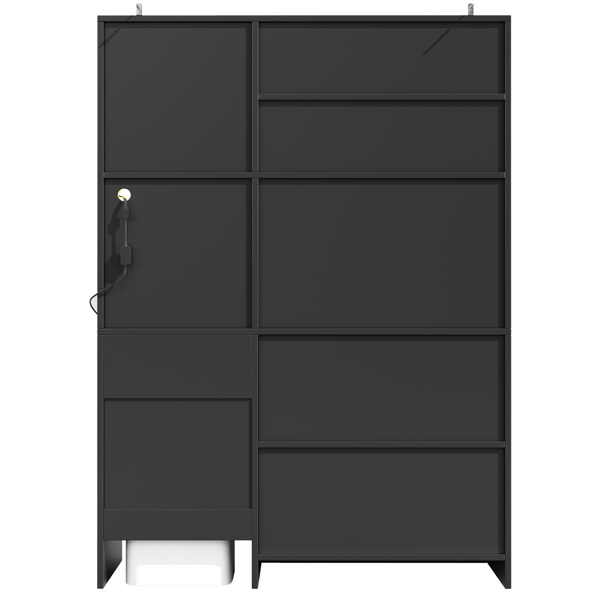 KUCHYŇSKÁ SKŘÍŇKA černá 130x180 cm s aplikací LED a garáží pro robotický vysavač - černá, kompozitní dřevo (130/180/45cm) - Urban Meuble