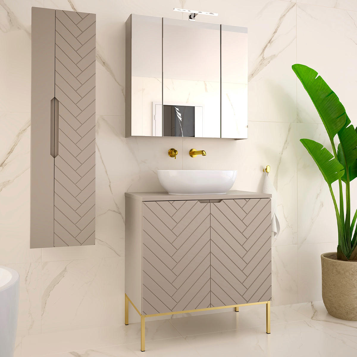WASCHTISCH 80.6cm Daria Kaschmir - Beige, Holzwerkstoff (80.6/84.2/46.5cm) - Petits-meubles