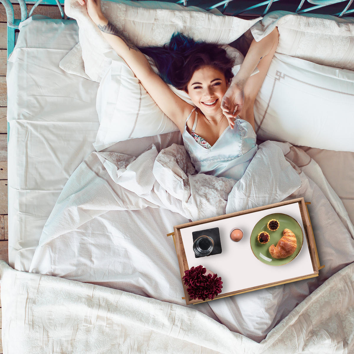 BETTTABLETT - Multicolor, Holz/Holzwerkstoff - Relaxdays