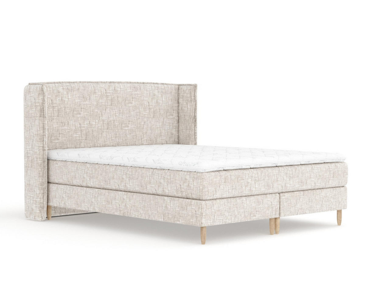 KONTINENTALBETT Ardis Creme 200/200 cm mit Matratze und Topper - Creme/Naturfarben, Holz/Holzwerkstoff (200/200cm) - Maison de Reve