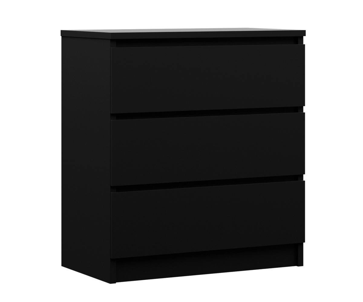 KOMMODE 3 Schubladen, Mattschwarz, 78 x 70 x 39 cm - Schwarz, Holzwerkstoff (70/78/39cm) - 3XE LIVING