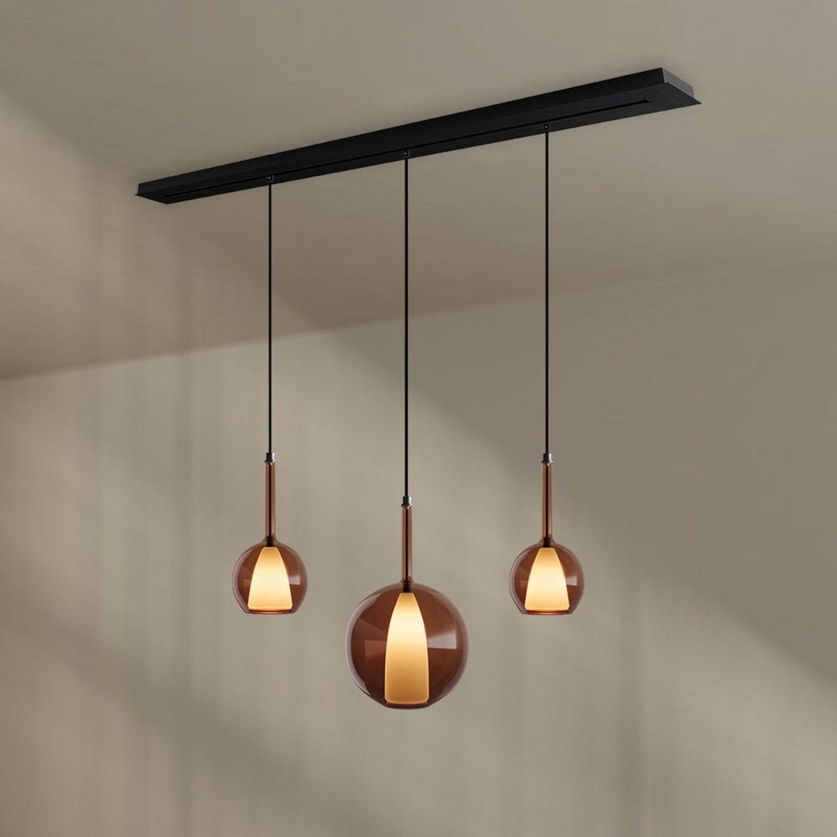 HÄNGELEUCHTE Belluna Rauch Ø 14/24cm - Grau, Glas (14/14/35cm) - s.luce