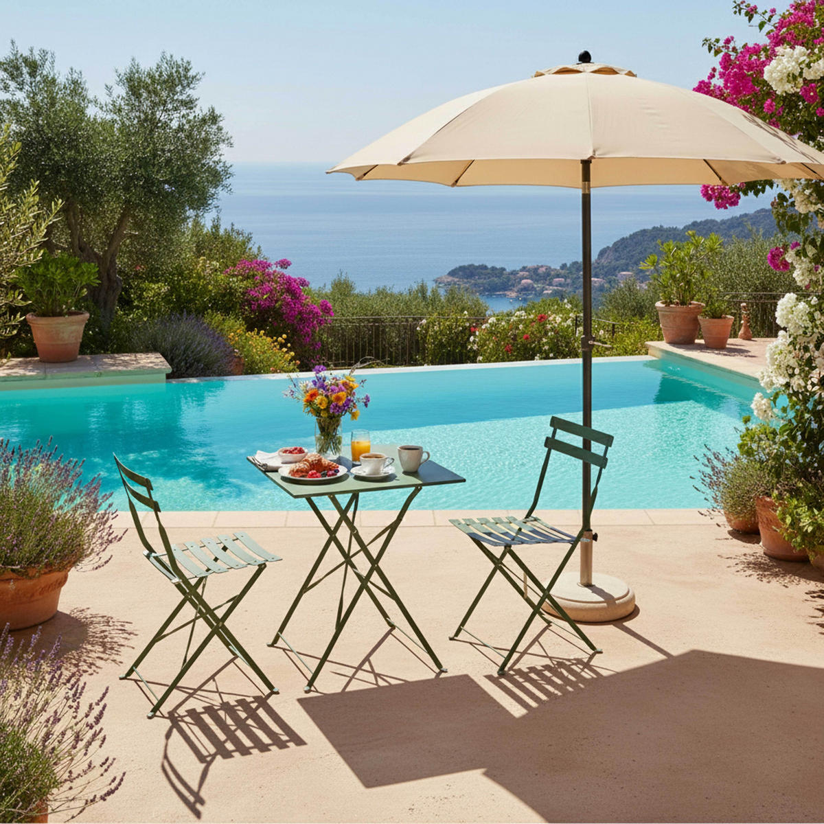 GARTENTISCH , klappbar, Kaktusgrünen - Grün, Metall (60/60/71cm) - Oviala