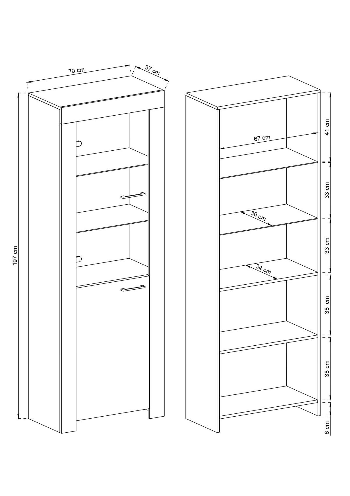 VITRINE – SWT70 – 70 cm – Sky – Eichefarben - Eichefarben, Holzwerkstoff (70/197/37cm) - hi-markt