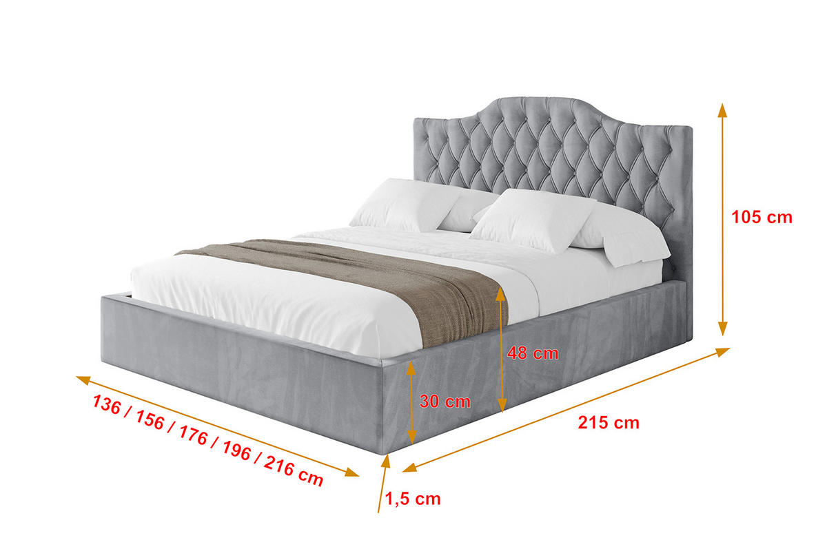 POLSTERBETT mit Bettkasten und Lattenrost, Boxbett ohne Matratze - FALIO 180x200 Hellgrau - Hellgrau, Holzwerkstoff/Textil (180/200cm) - ALTDECOR