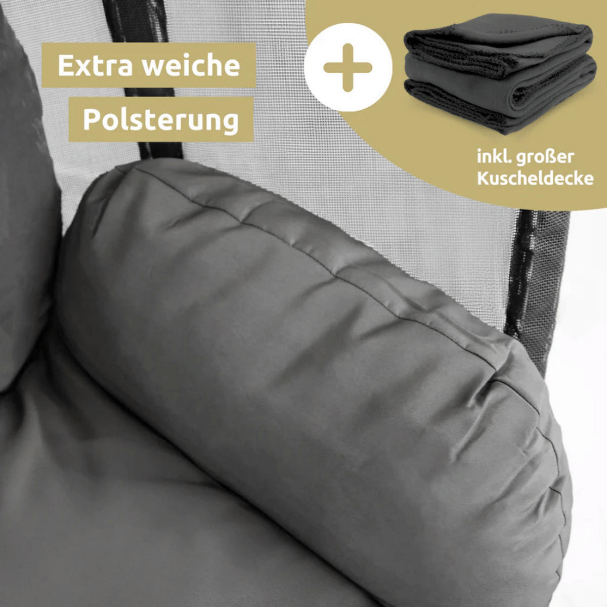 HÄNGESESSEL mit Gestell MELA Indoor/Outdoor Anthrazit - Anthrazit, Metall (120/185/100cm) - DELUKE