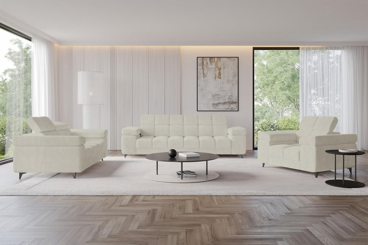 SOFA 2-Sitzer LORD-S1 194x97x90 cm Creme Cord - Creme, Holzwerkstoff/Textil (194/90/97cm) - ALTDECOR