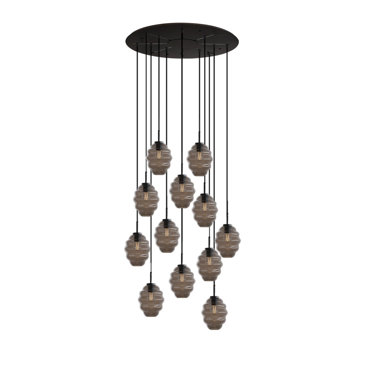 GALERIELEUCHTE Echos 12-flammig Rauch Ø 18cm - Anthrazit/Schwarz, Glas (18/18/20cm) - s.luce