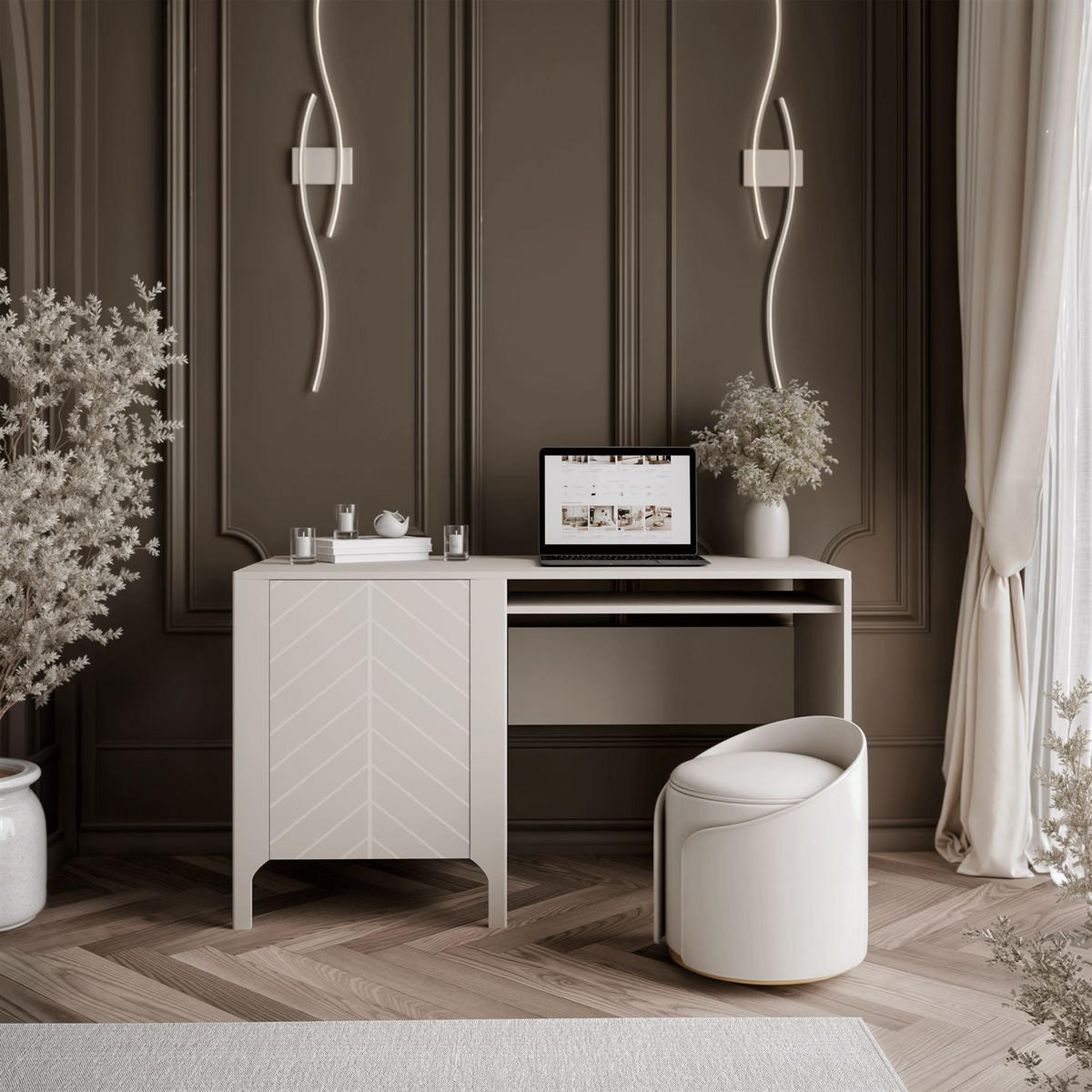 SCHREIBTISCH LUMI mit Ablage unter der Tischplatte, Schwarz - Schwarz, Holzwerkstoff (60/135/78cm) - Lookway