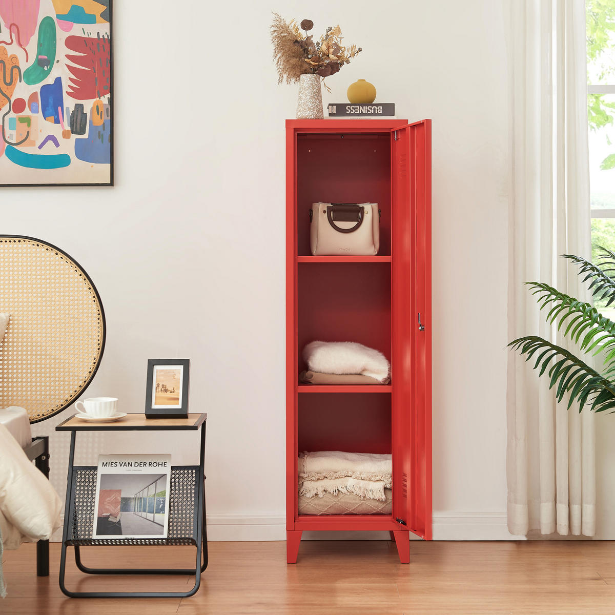 EINZELSPIND Kurikka - Rot, Metall (38/137/38cm) - [en.casa]