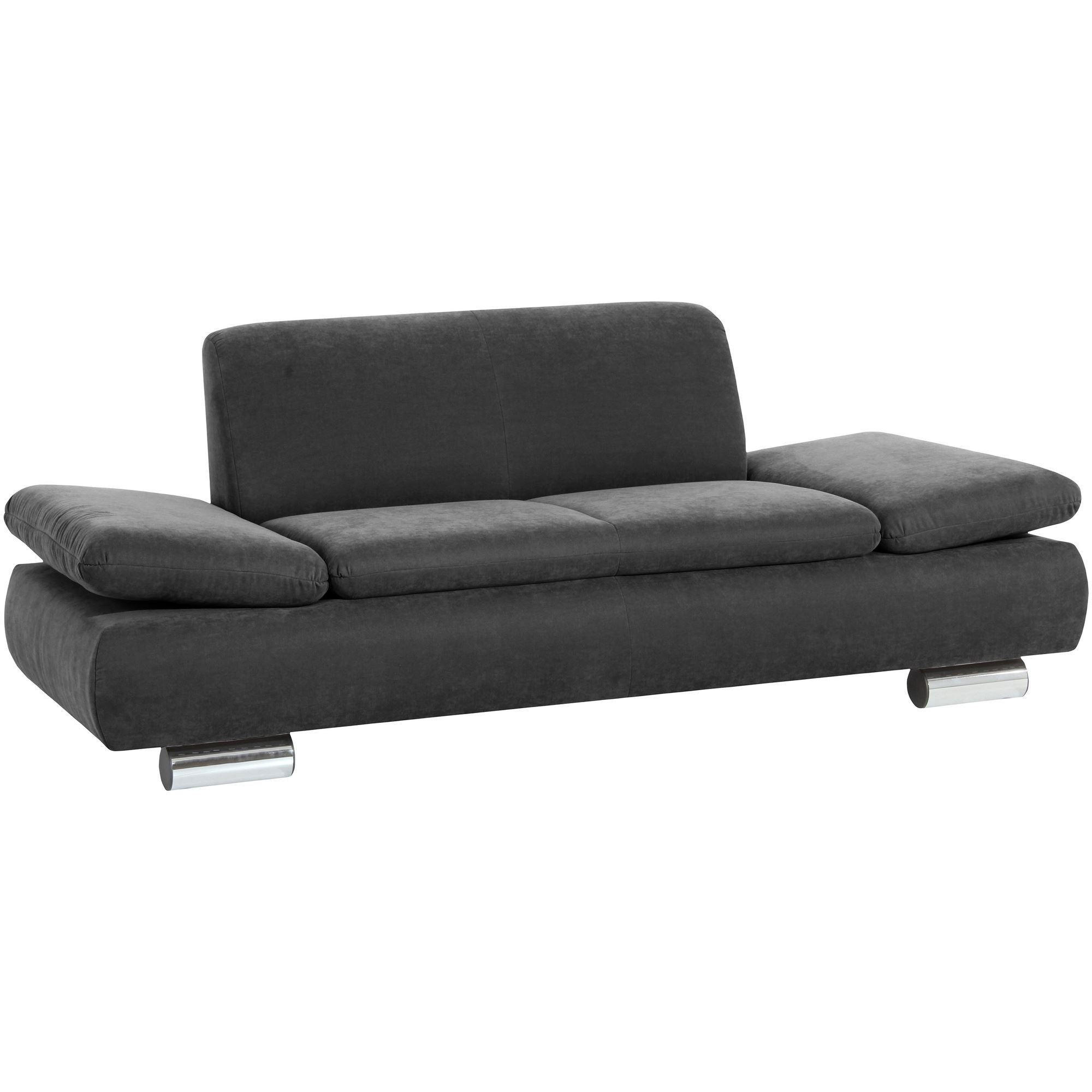 SOFA 2-Sitzer Kaye Bezug Veloursstoff Metallfuß verchromt / anthrazit - Anthrazit, Kunststoff (190/76/90cm) - 58aufmkessel
