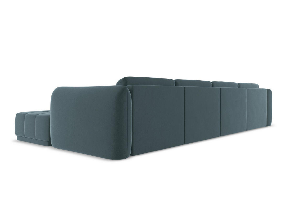 WOHNLANDSCHAFT Samt Stoff Blau - Blau/Petrol, Kunststoff/Textil (370/74/170cm) - Makamii