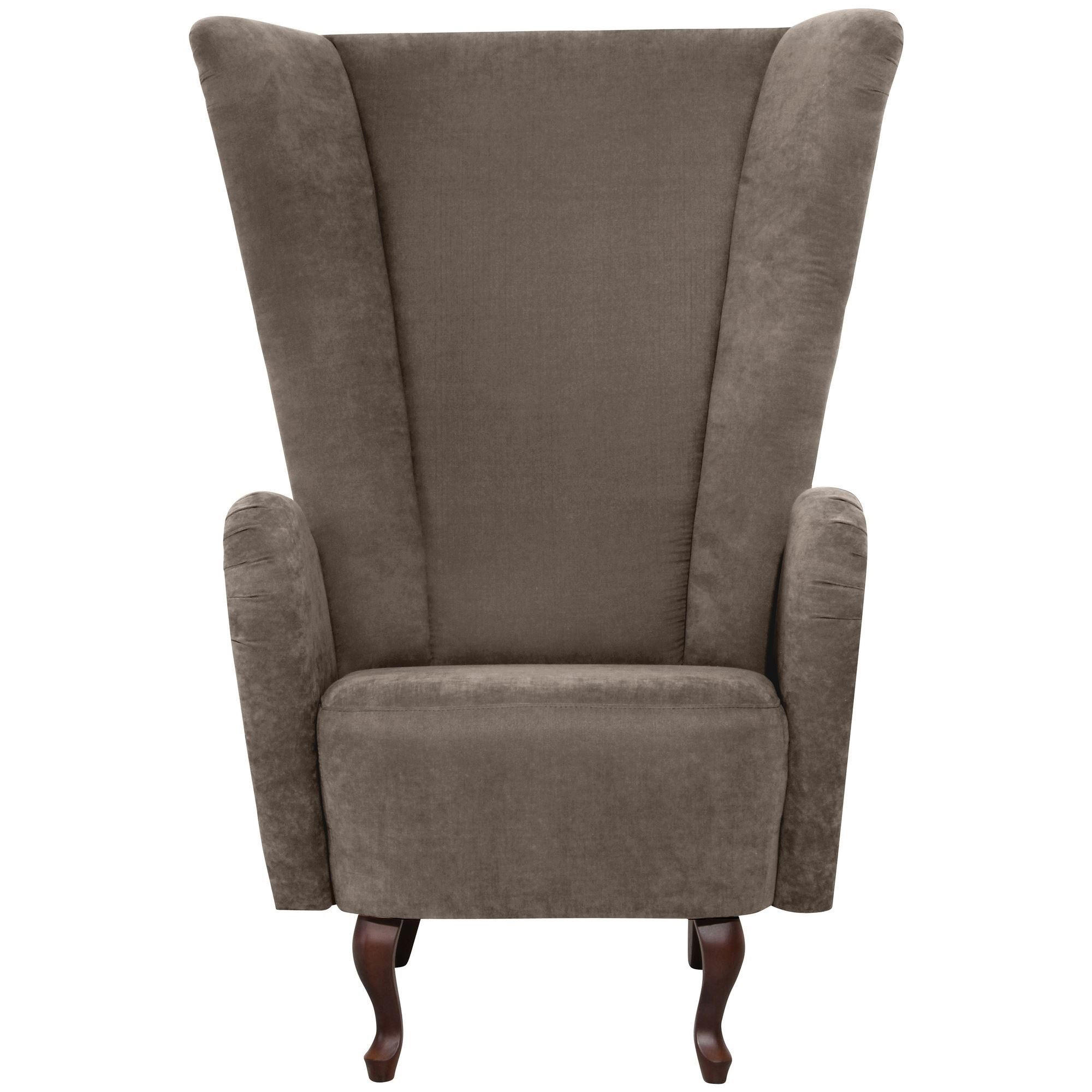 HOCHLEHNSESSEL Kailey Bezug Velourstoff Buche nussbaum dunkel / sahara - Sahara, Kunststoff (96/122/89cm) - 58aufmkessel