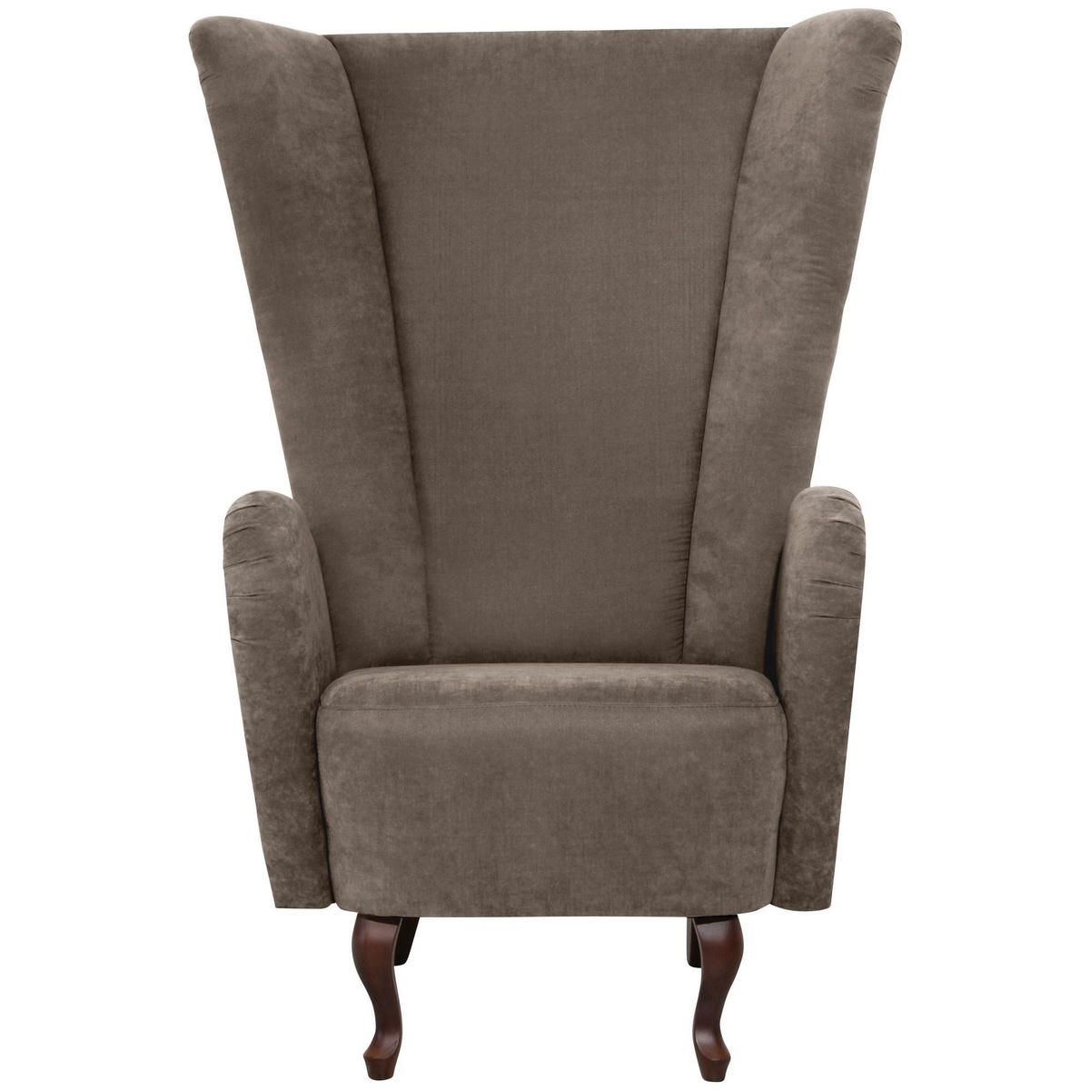 HOCHLEHNSESSEL Kailey Bezug Velourstoff Buche nussbaum dunkel / sahara - Sahara, Kunststoff (96/122/89cm) - 58aufmkessel