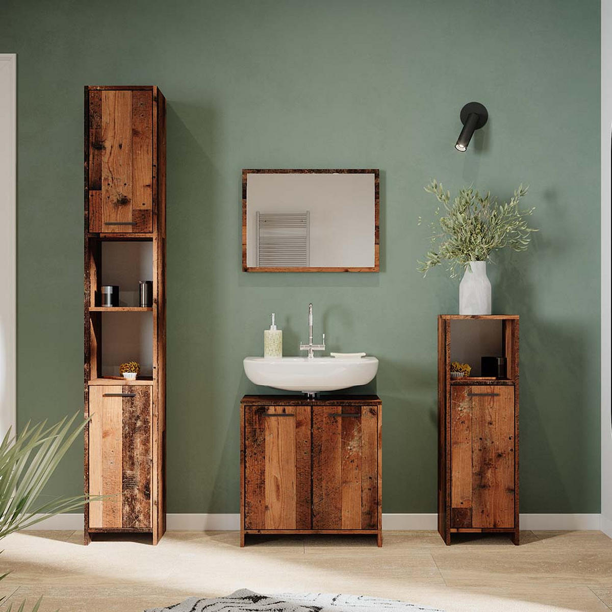 KOUPELNOVÉ ZRCADLO Kiko Rustikální dub - divoký dub, sklo (45/60/2cm) - Vicco