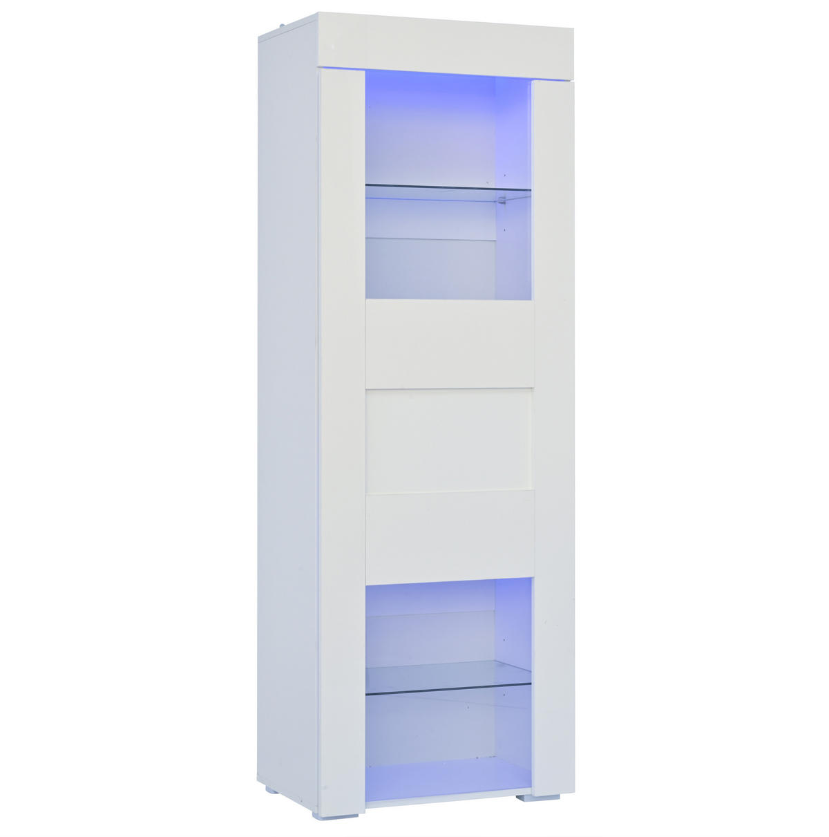 VITRINE mit LED 60 x 40 x 170 cm Hochglanz Weiß - Weiß, Glas (40/170/60cm) - Beauniv