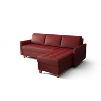 ECKSOFA KONGO RBN08, Eckcouch in L-Form mit Schlaffunktion, Farbe: Rot, Kunstleder, Ottomane Rechts - Rot, Textil (240/180cm) - O-Sofa
