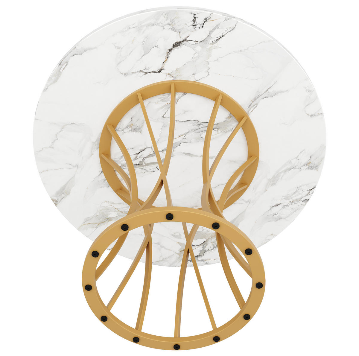 ESSTISCH 80/76/80 cm Goldfarben aus MDF und Metall mit verstellbaren Fußgleitern - Weiß, Holzwerkstoff (80/80/76cm) - OKMYHOME