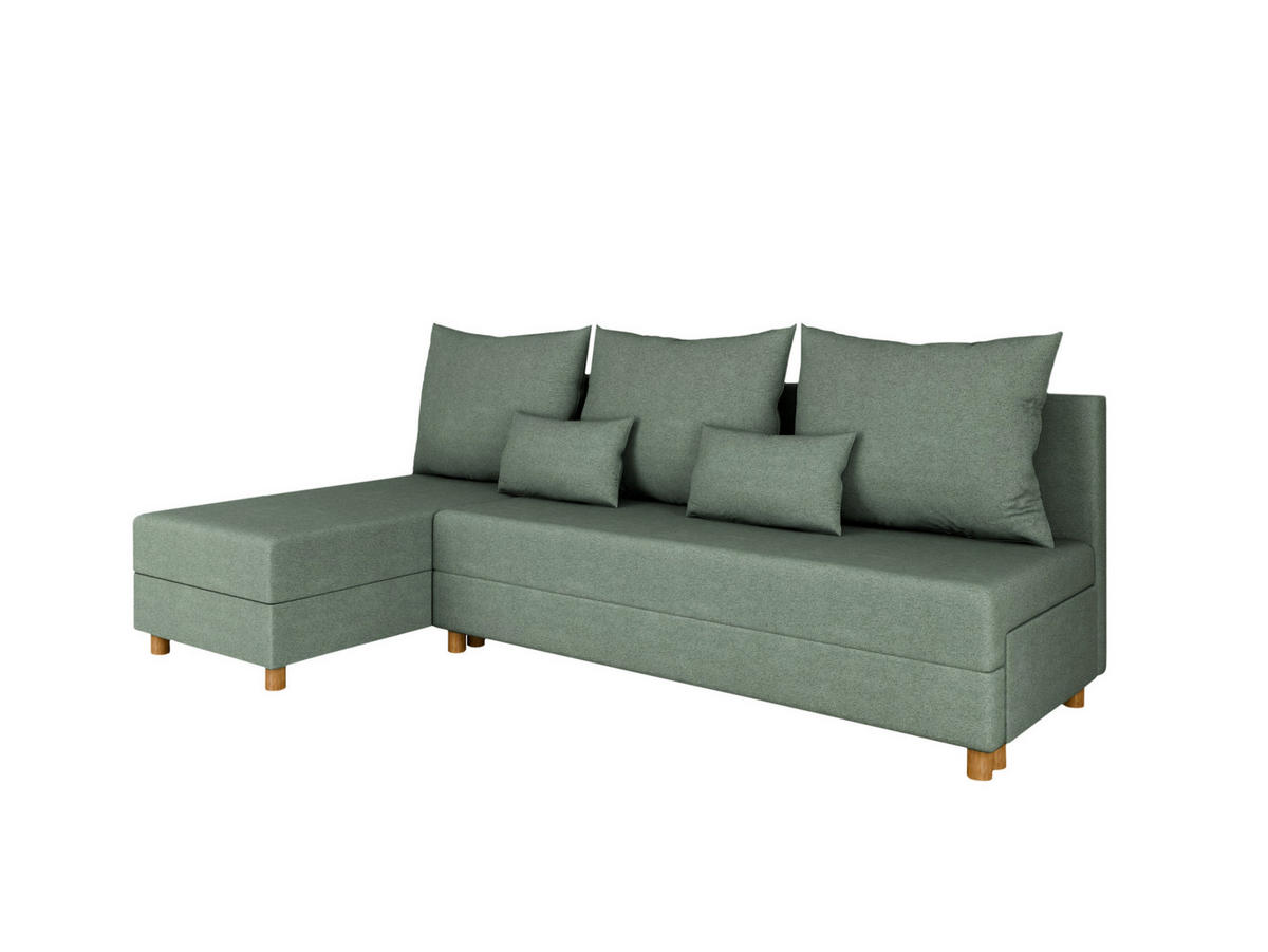 ECKSOFA Lellice L-Form - links oder rechts montierbar, grün - Grün, Holz (214/122cm) - Panda Möbel