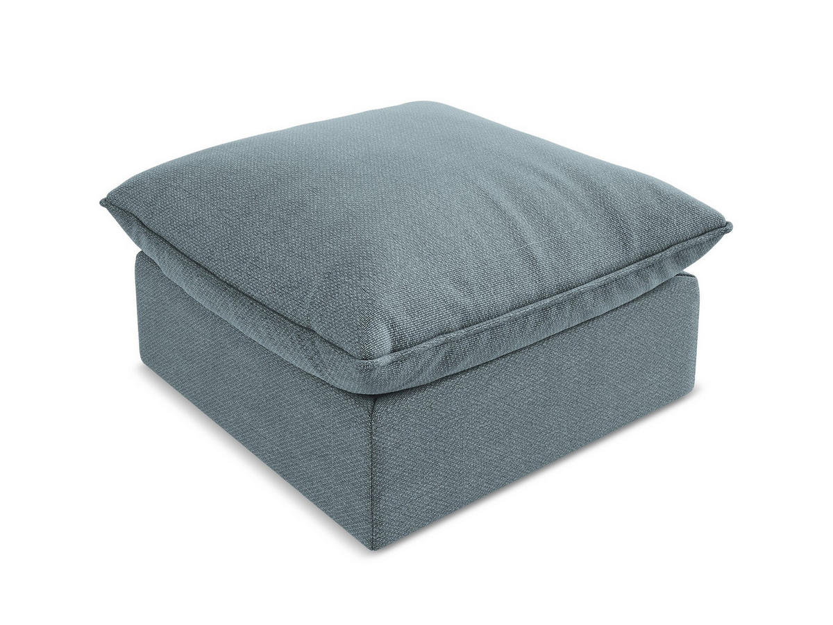 POUF Bouclé Stoff Blau - Pastellblau/Schwarz, Holzwerkstoff/Kunststoff (75/45/75cm) - Makamii