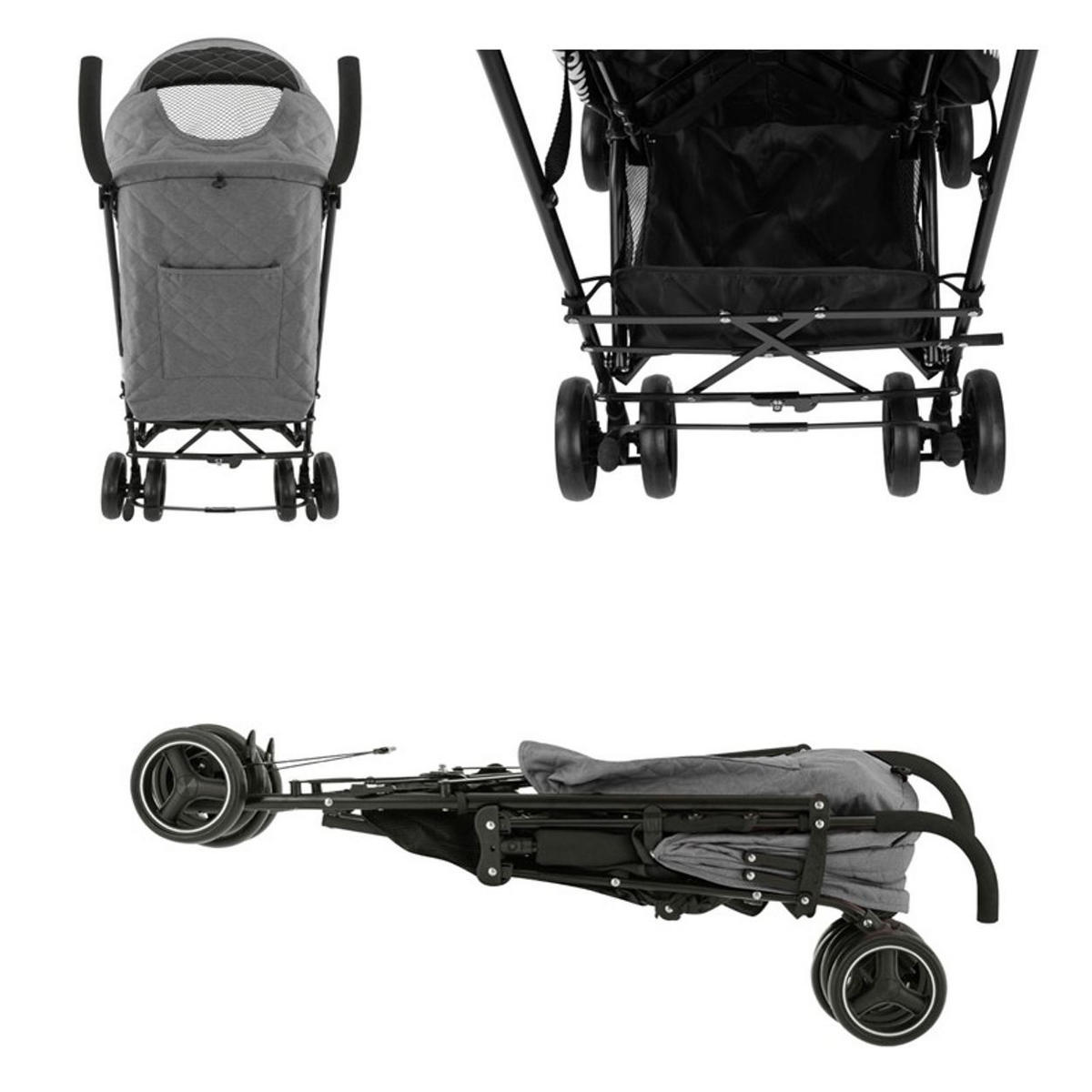 KINDERWAGEN Käfer dunkelgrau Stahlrahmen, Korb, abnehmbare Vorderräder, Fußstütze - Silberfarben, Metall (78/48/104cm) - Kikka boo