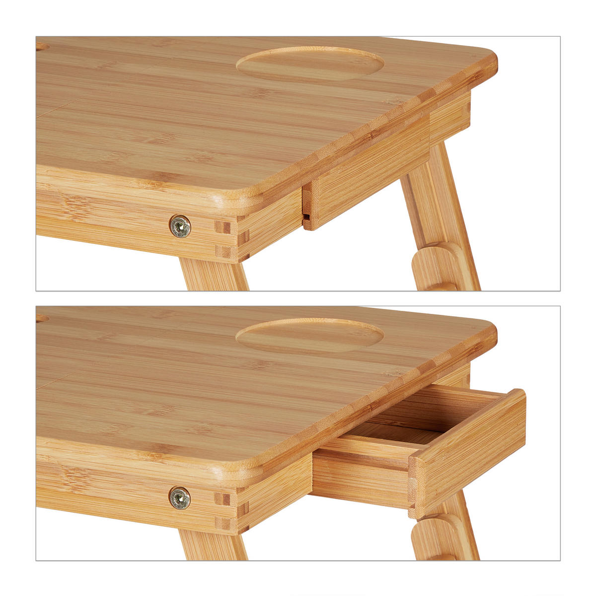 STOLÍK Prírodná bambus skladací 57x30 cm - svetlohnedá, drevo (30/57/43.5cm) - Relaxdays