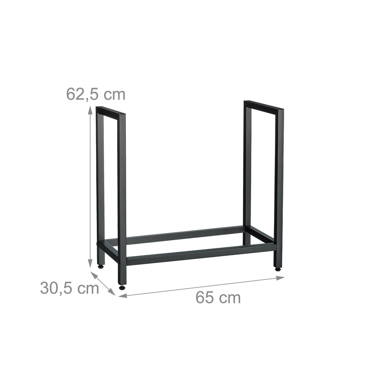 KAMINHOLZREGAL - Schwarz, Metall (65/62.5/30.5cm) - Relaxdays