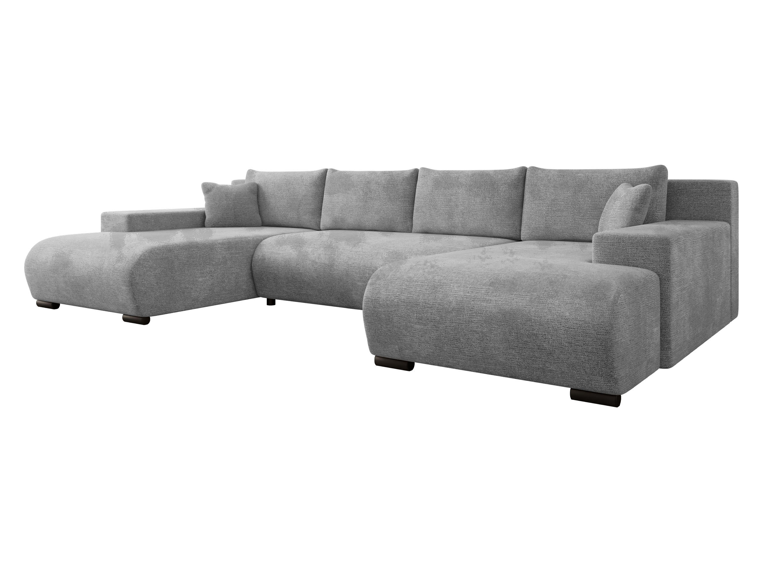 WOHNLANDSCHAFT Nojan U - Hellgrau/Schwarz, Holz/Kunststoff (351/80/191cm) - MIRJAN24