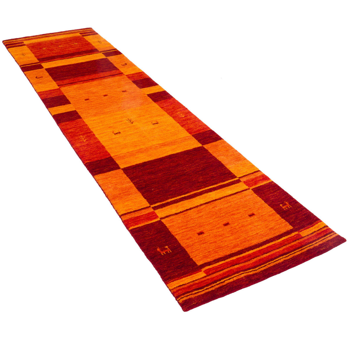 NATUR WOLLE TEPPICH GABBEH ESTA LÄUFER - Rot, Textil (90/160cm) - Pergamon