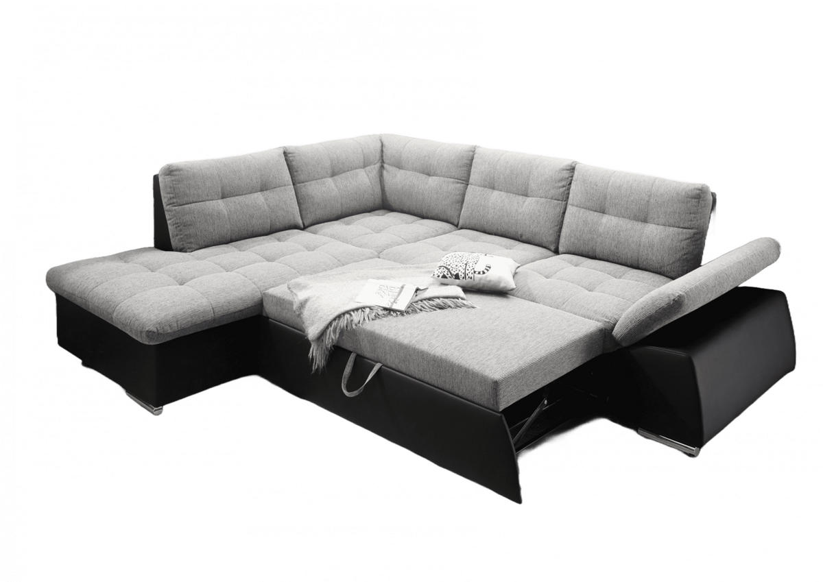 ECKSOFA mit Schlaffunktion, Armlehnfunktion und Kopfstützen - Chromfarben/Silberfarben, Textil (260/219cm) - ed exciting design
