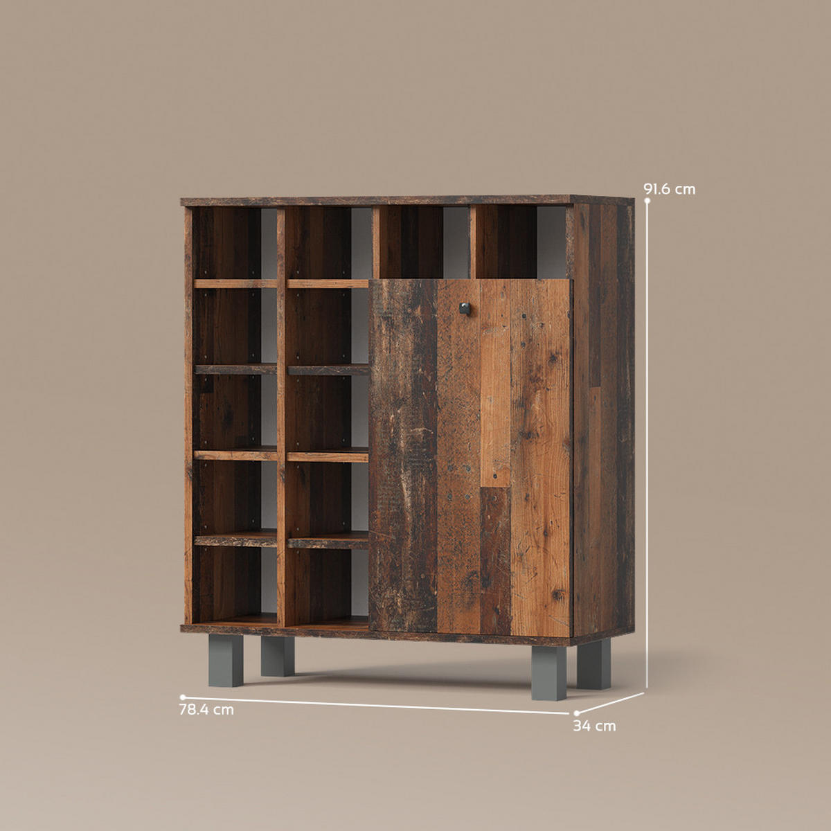 BADSCHRANK Fucino Eiche rustikal 78.4 x 91.6 cm - Wildeiche, Holzwerkstoff (78.4/91.6/34cm) - Livinity®