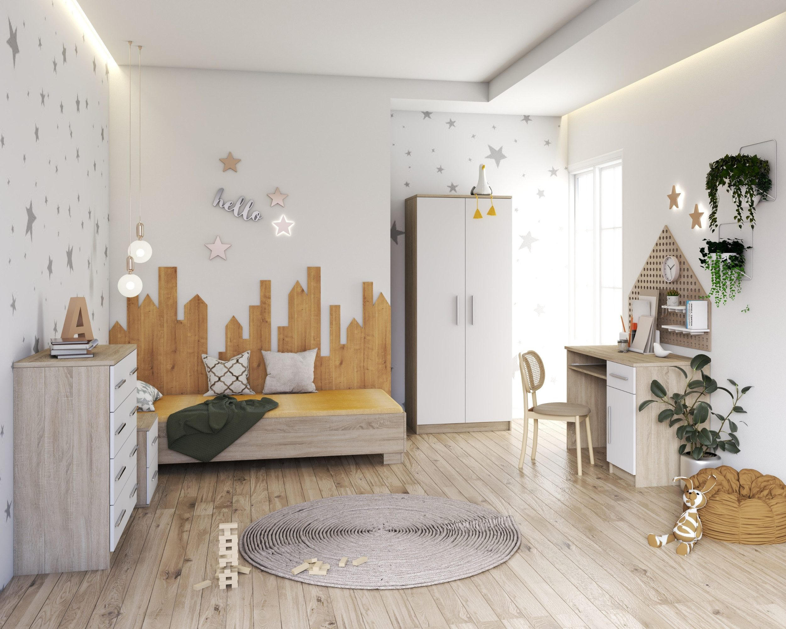 Thumbnail - Deine Möbel 24 Kinderkleiderschrank, Weiß, Sonoma Eiche, Holzwerkstoff, 120x192x50 cm, Kinder- & Jugendzimmer, Kindermöb...